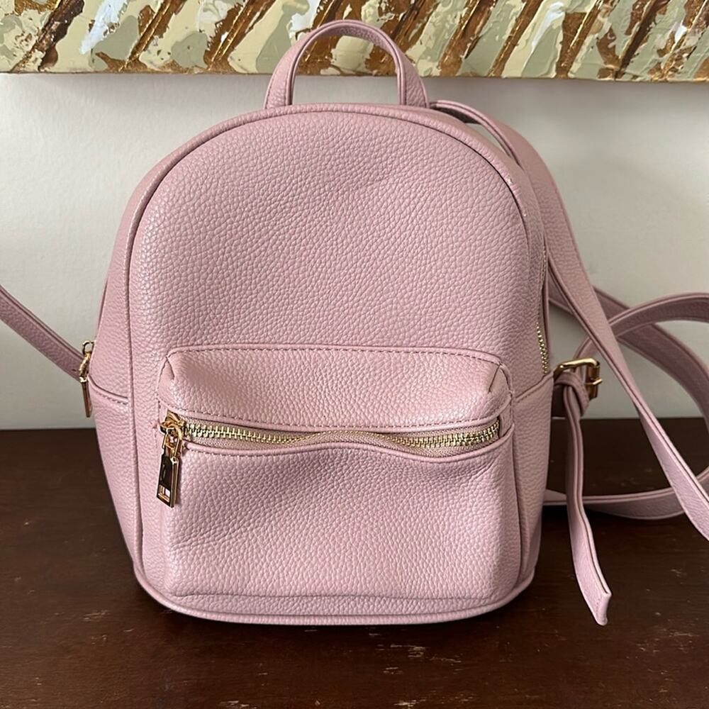 Blush Pink Faux Leather Mini Backpack